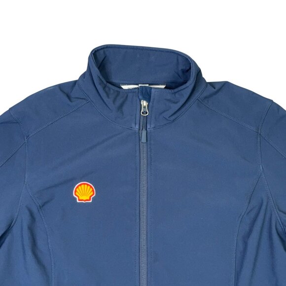 Shell Oil Jacket Womens Large Navy Blue Full Zip Soft Shell Fleece Lined Winter - Picture 5 of 11